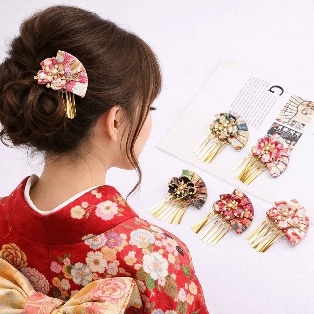Women'S Kimono Accessories - Kadın saç tokası sahte inci çiçek