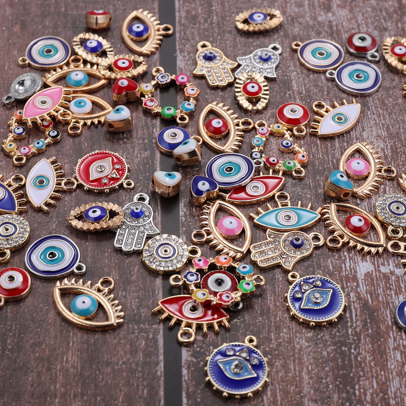 Evil Eye Bracelet - 30 adet Mix Alaşım Renkli Emaye