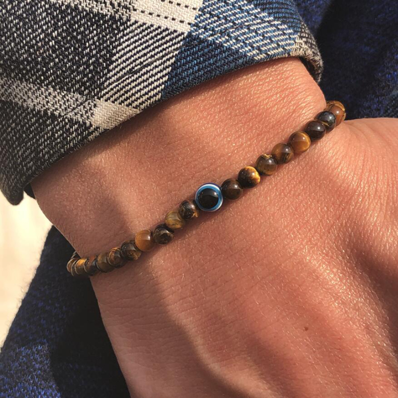 Evil Eye Bracelet - Minimalist Motosiklet Bilezik Erkekler Türkiye Nazar