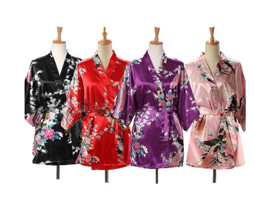 Women'S Kimono Accessories - Bağcıklı Kadın Tavuskuşu Baskı Japon Kimono
