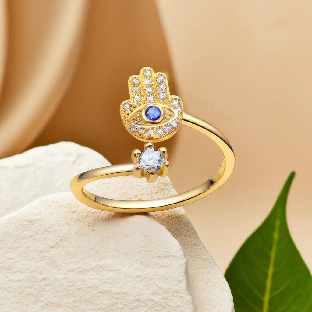 Evil Eye Bracelet - YILUOCD Hamsa el ayarlanabilir yüzükler türk