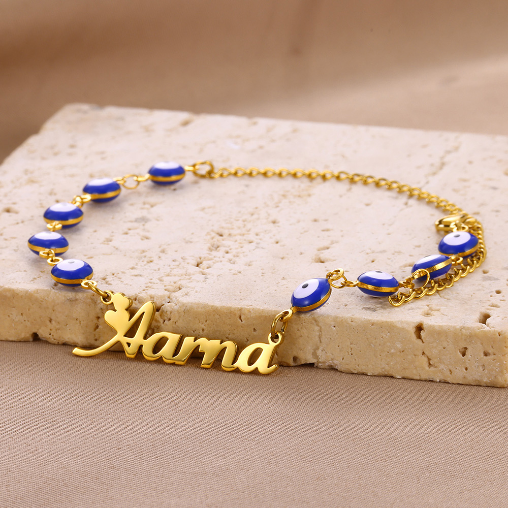 Evil Eye Bracelet - Özel Ad Mavi Nazar Bilezikler Kadınlar