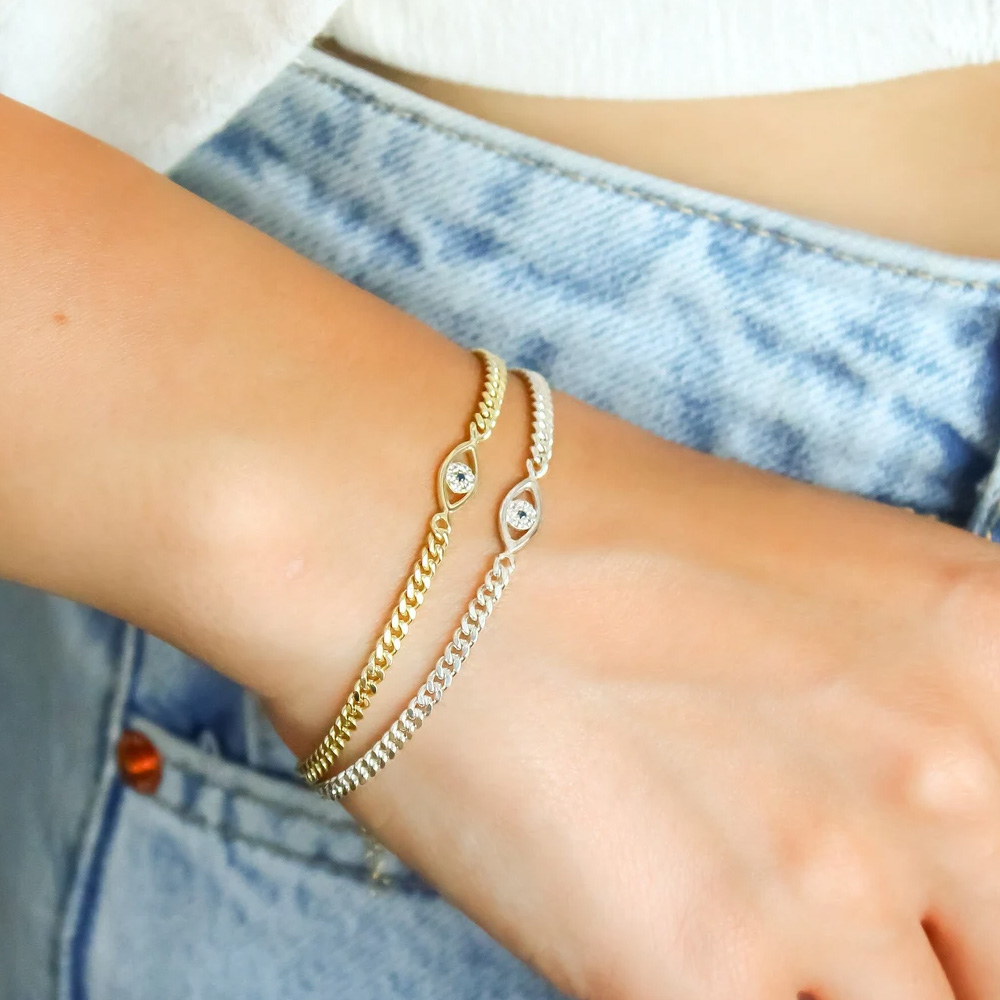 Evil Eye Bracelet - Stonefans basit nazar bilezik küba zincir