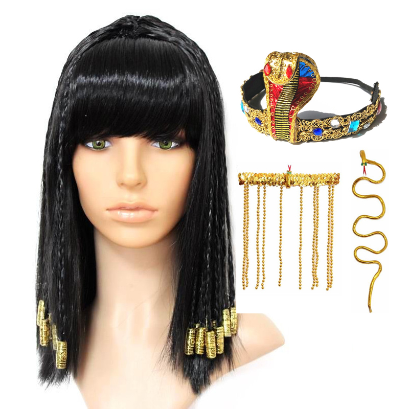 Women Accessories In Egypt - Kleopatra Peruk Kadın Mısır Kraliçesi Siyah