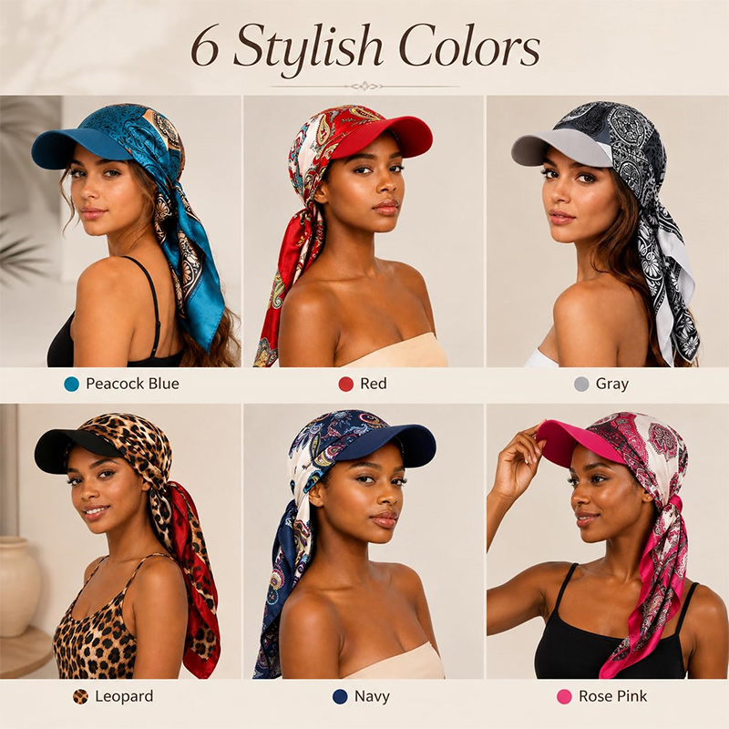 Women'S Accessories Go Outdoors - Moda Baskılı Kare Eşarp Şapka Kadınlar